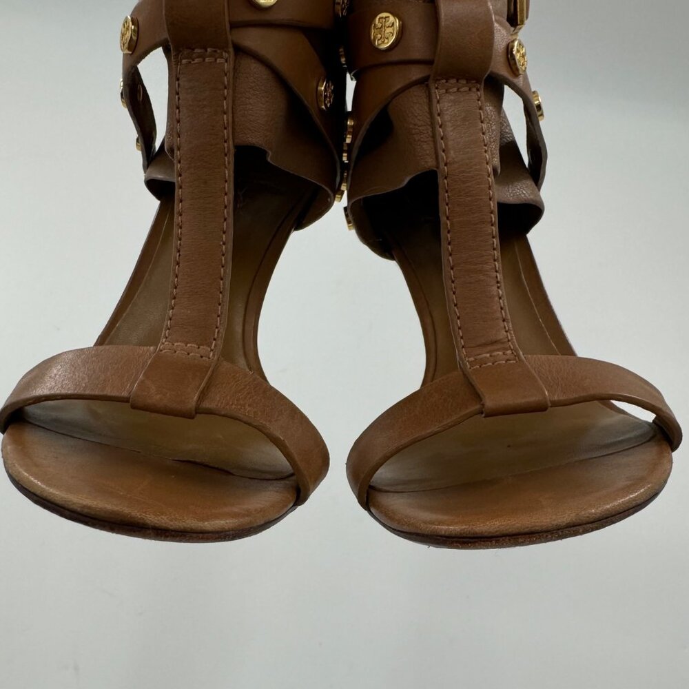 Tory Burch Graham Brown Leather Strappy High Heel Sandals 9M - Picture 13 of 15